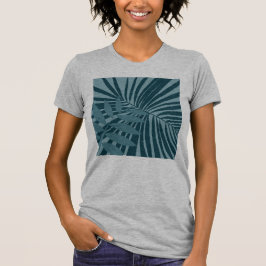 Camiseta abstrato de palma e folha tropical em cinza azul