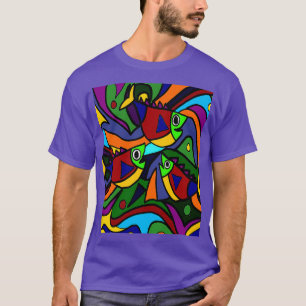 Camiseta Abstrato de Peixe Colorido legal