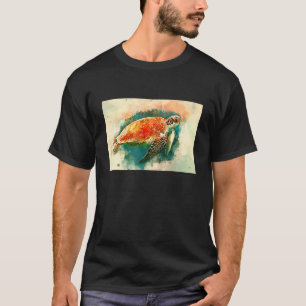 Camiseta Abstrato de pintura estética de tartarugas marinha