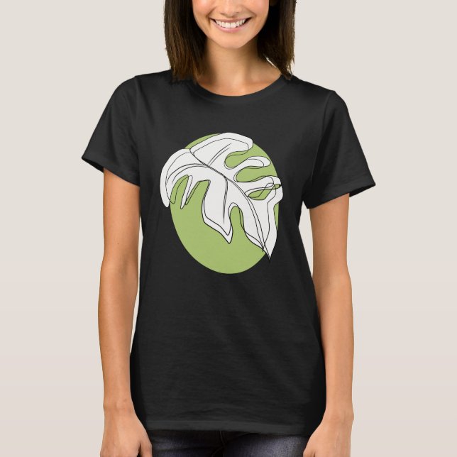 Camiseta Abstrato de planta Monstera Verde (Frente)