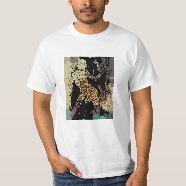 Camiseta Abstrato de Silhouette para Mulheres (Frente)