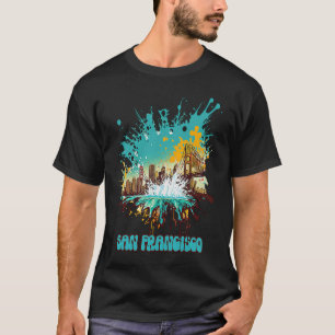 Camiseta Abstrato de Splatter do Skyline de São Francisco -