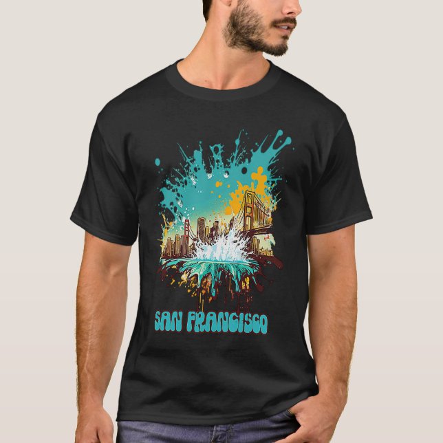 Camiseta Abstrato de Splatter do Skyline de São Francisco - (Frente)
