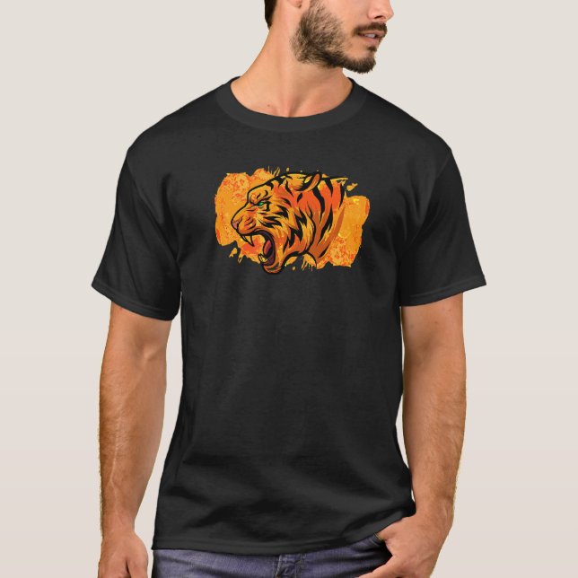 Camiseta Abstrato de Tigre Aquecido Trabalho de arte de Tig (Frente)