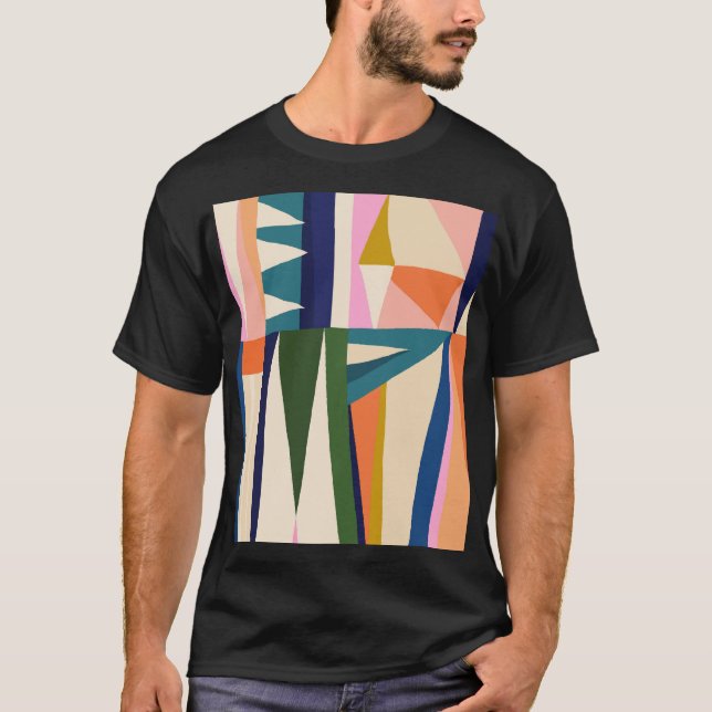 Camiseta Abstrato de Trendy: Desenho Colorido da Mão. (Frente)