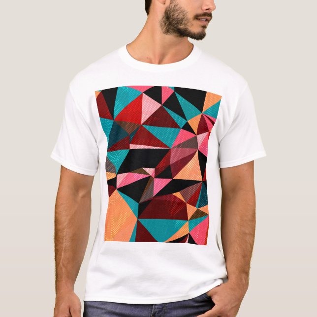 Camiseta Abstrato de triângulo geométrico colorido (Frente)
