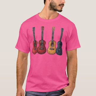 Camiseta Abstrato De Uma Guitarra Clássica Acústica Para Gu