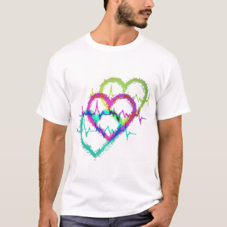 Camiseta Abstrato Design de Coração Colorida