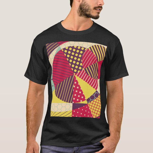 Camiseta Abstrato Design geométrico colorido (Frente)