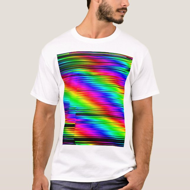 Camiseta Abstrato digital: Design de gráficos multicores. (Frente)