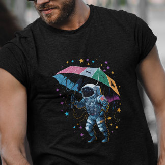 Camiseta Abstrato do Clima Espacial Astronauta Star Storm K