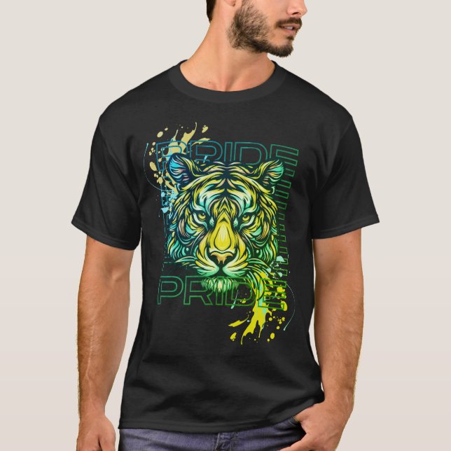 Camiseta Abstrato do Orgulho Tiger reproduz arte moderna (Frente)