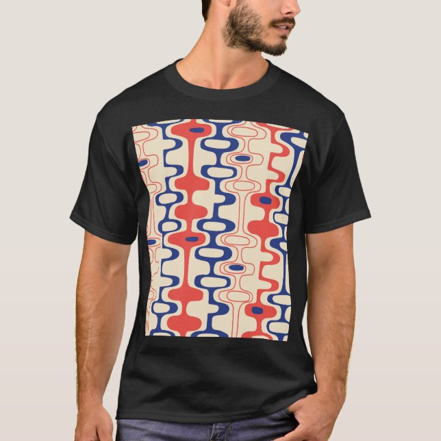 Camiseta abstrato do século médio: design sem costura moder (Frente)