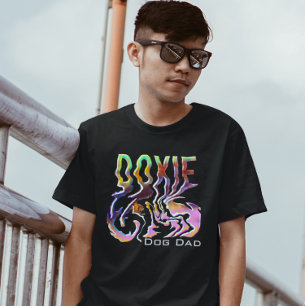 Camiseta Abstrato Doxie Dog Pai Neon Grunge
