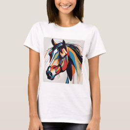 Camiseta Abstrato Equestrian Horse Mustang Pony Bronco Colt