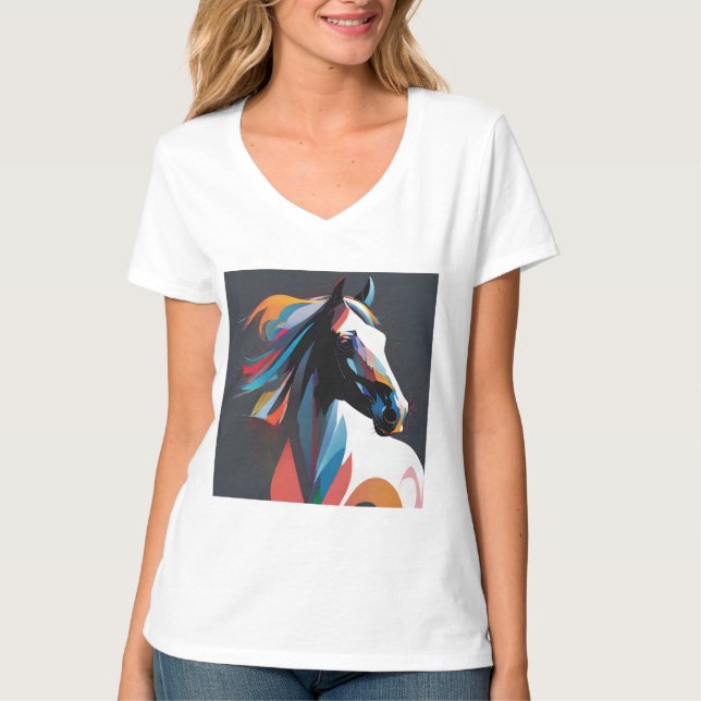 Camiseta Abstrato Equestrian Horse Mustang Pony Bronco Colt (Frente)