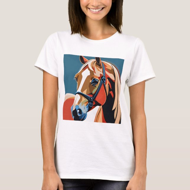 Camiseta Abstrato Equestrian Horse Mustang Pony Bronco Colt (Frente)