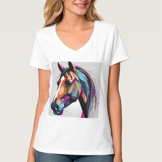 Camiseta Abstrato Equestrian Horse Mustang Pony Bronco Colt (Frente)