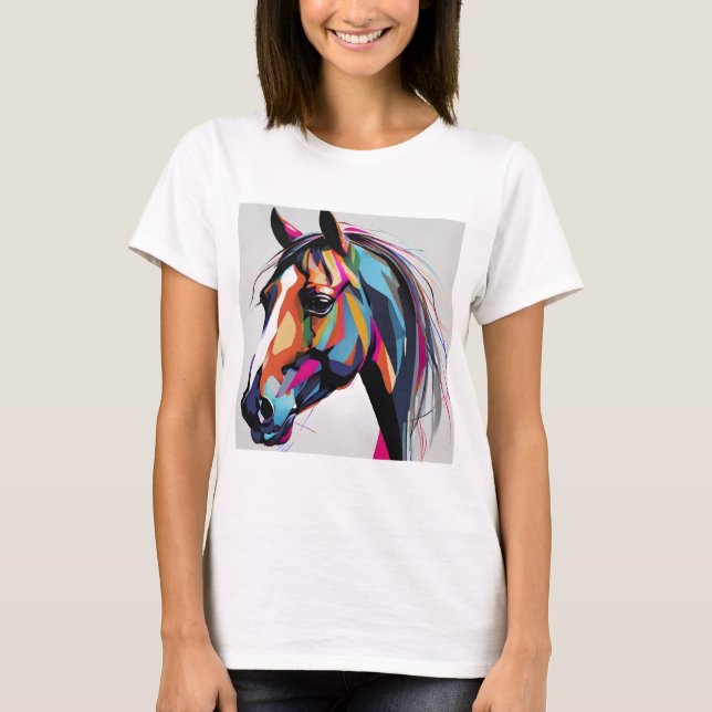 Camiseta Abstrato Equestrian Horse Mustang Pony Bronco Colt (Frente)