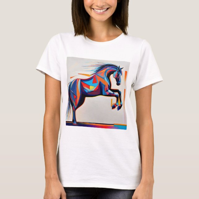 Camiseta Abstrato Equestrian Horse Mustang Pony Bronco Colt (Frente)