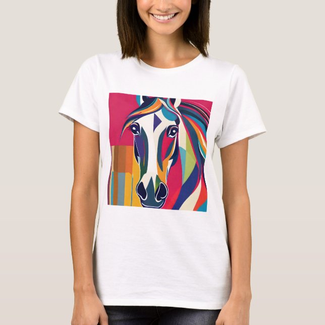 Camiseta Abstrato Equestrian Horse Mustang Pony Bronco Colt (Frente)