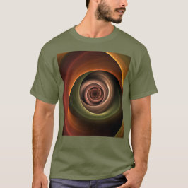 Camiseta abstrato espiral 3D Cores quentes quentes Arte Fra