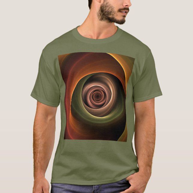 Camiseta abstrato espiral 3D Cores quentes quentes Arte Fra (Frente)