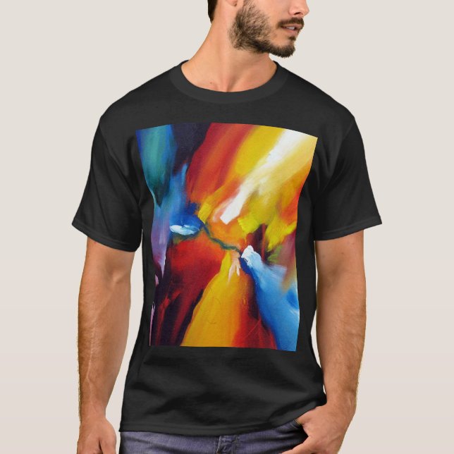 Camiseta Abstrato Expressionismo que pinta cores modernas (Frente)