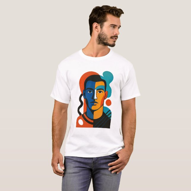 Camiseta Abstrato Face T-Shirt | Teto de Gráfico de Pop Mod (Frente Completa)