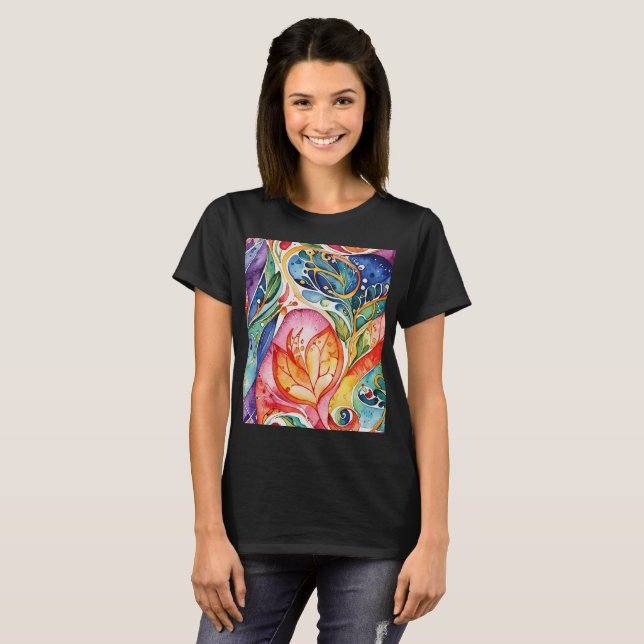 Camiseta Abstrato face trabalho de arte 1207 - T-shirt (Frente Completa)
