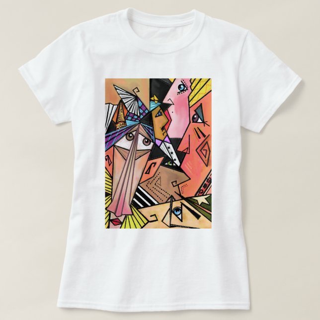 Camiseta Abstrato Faces - Moods - Pintura em Retrato Cubism (Frente do Design)