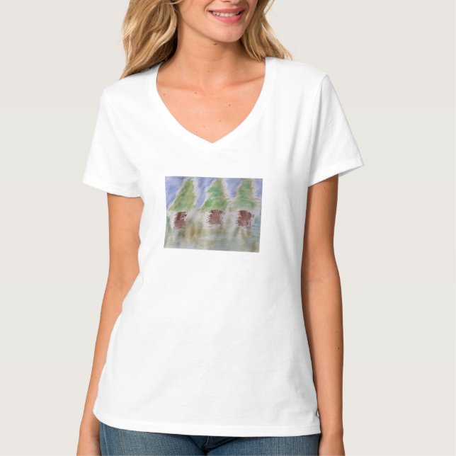 Camiseta Abstrato Fir Trees (Frente)