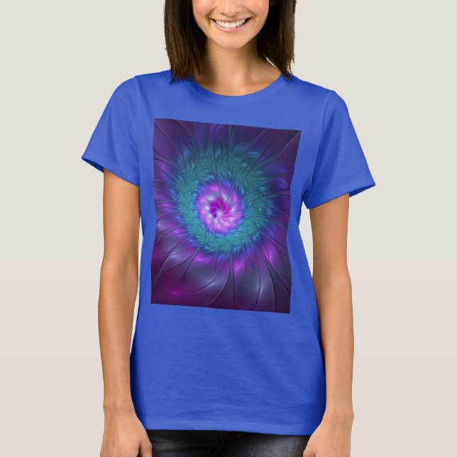 Camiseta Abstrato Floral Beauty Fractal Colorida Flor (Frente)