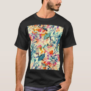 Camiseta Abstrato floral: ervas, padrão de flores.