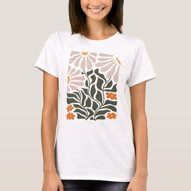 Camiseta Abstrato Floral Harmonia com Acentos Naturais (Frente)