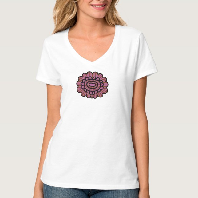 Camiseta Abstrato Floral Mandala Padrão Design (Frente)