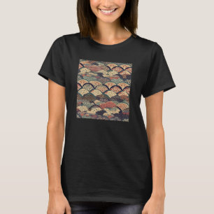 Camiseta Abstrato Floral Pa de de Bloco de Flores Japonês R