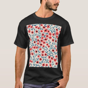 Camiseta Abstrato Floral: Padrão de Vintage Blooming.