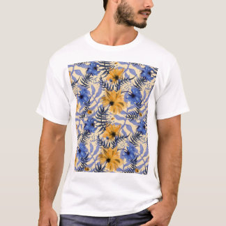 Camiseta Abstrato Floral: Padrão Moderno de Aquarela