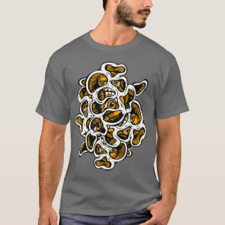 Camiseta Abstrato Fungos Surrealistas Olhos e Boca Engraçad