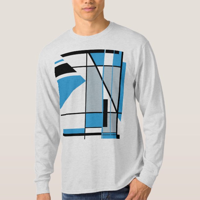 Camiseta Abstrato Geométrica Cinza MCM Preto da  Azul (Frente)