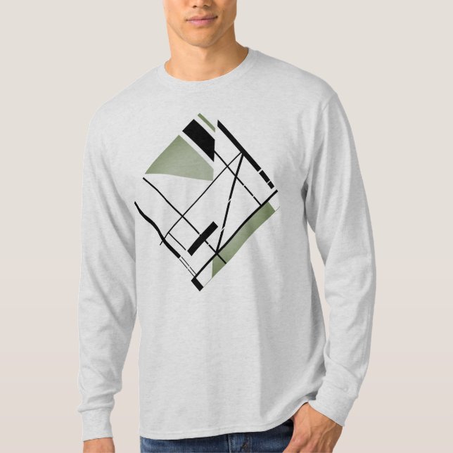 Camiseta Abstrato Geométrico de Procura MCM de Azeitona Pre (Frente)