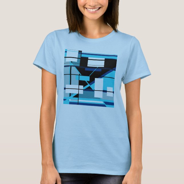 Camiseta Abstrato Geométrico Marinho Azul Aqua Preto (Frente)