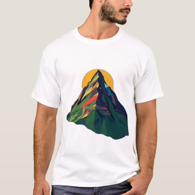 Camiseta Abstrato Geométrico Mountain Landscape (Frente)
