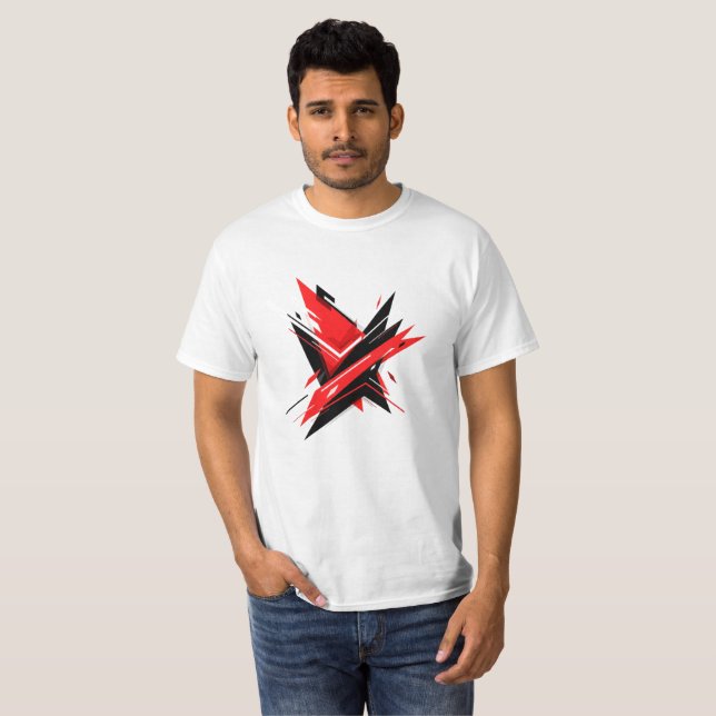 Camiseta Abstrato Geométrico Negrito Formas Modernas de T-S (Frente Completa)