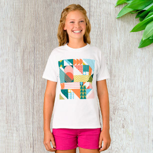 Camiseta Abstrato Geométrico Retroativo em Negrito com Padr