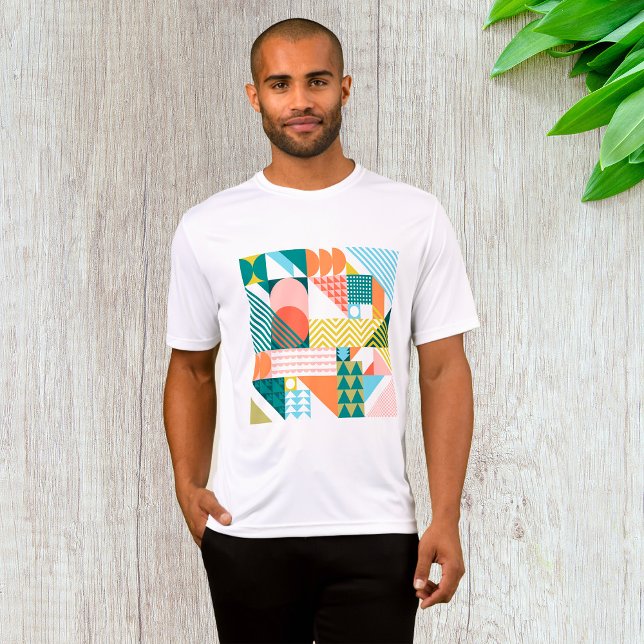 Camiseta Abstrato Geométrico Retroativo em Negrito com Padr (Criador carregado)