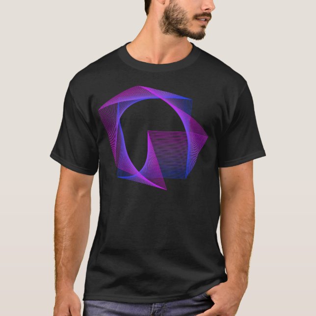 Camiseta Abstrato Geometry Line Art Neon Distorted Square (Frente)