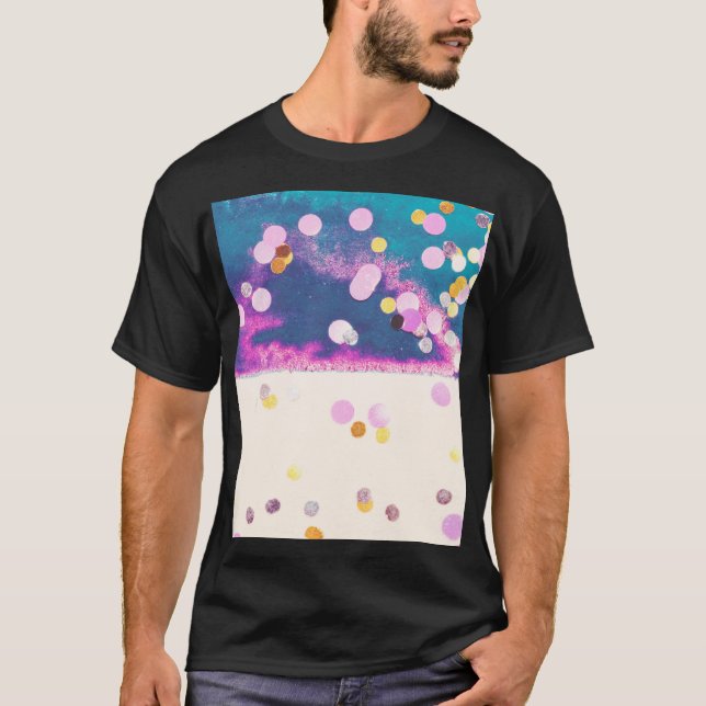 Camiseta Abstrato Glittery Blue Watercolor Splash (Frente)