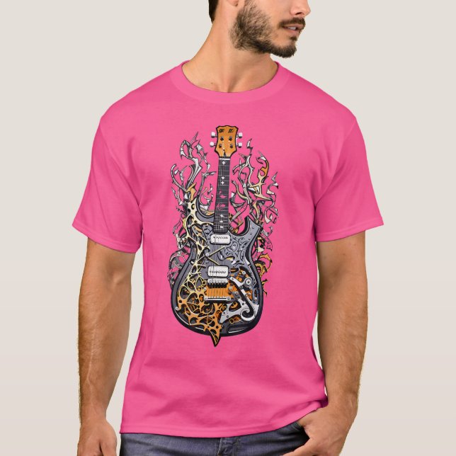 Camiseta Abstrato Graphic Design de Um Violão (Frente)